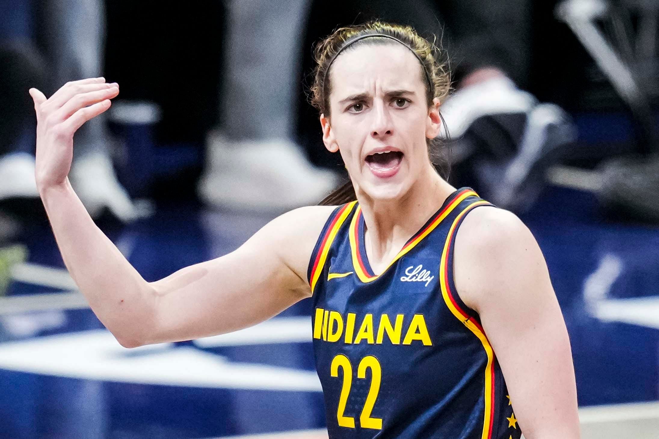 Caitlin Clark appeared annoyed during Tuesday's postgame press conference. (Photo: IMAGN)